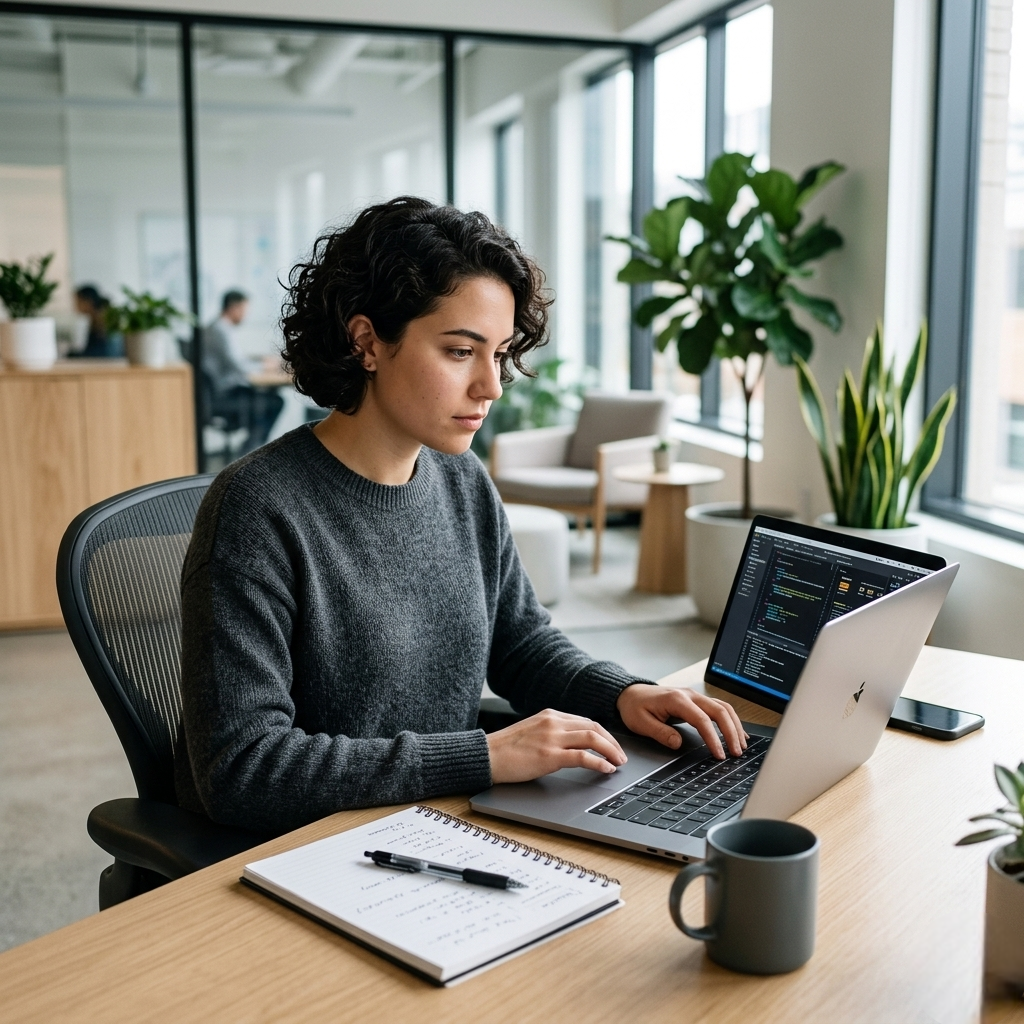 Professional working with AI automation systems